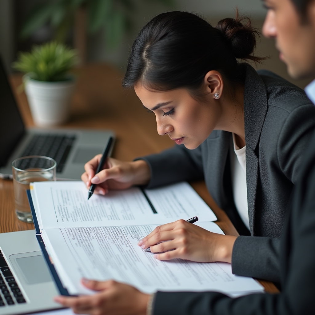 Sales playbook documentation being reviewed at desk
